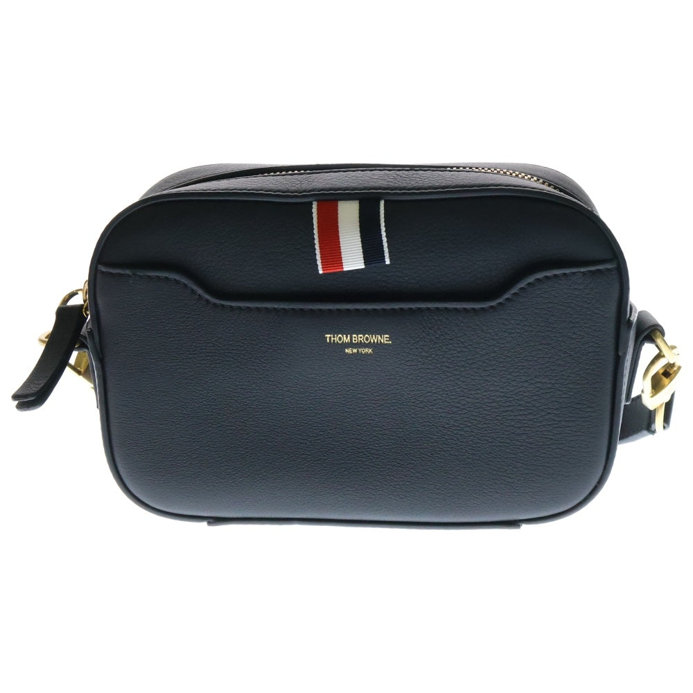 THOM BROWNE(トムブラウン) 4BAR ソフト ぺブルグレイン ショルダーバッグ ブラック