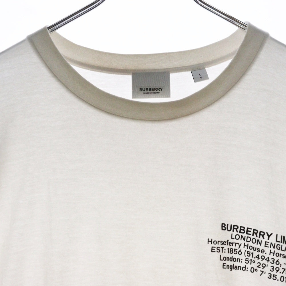 BURBERRY(バーバリー) ラバーロゴデザイン クルーネック半袖Tシャツ ホワイト 8042749