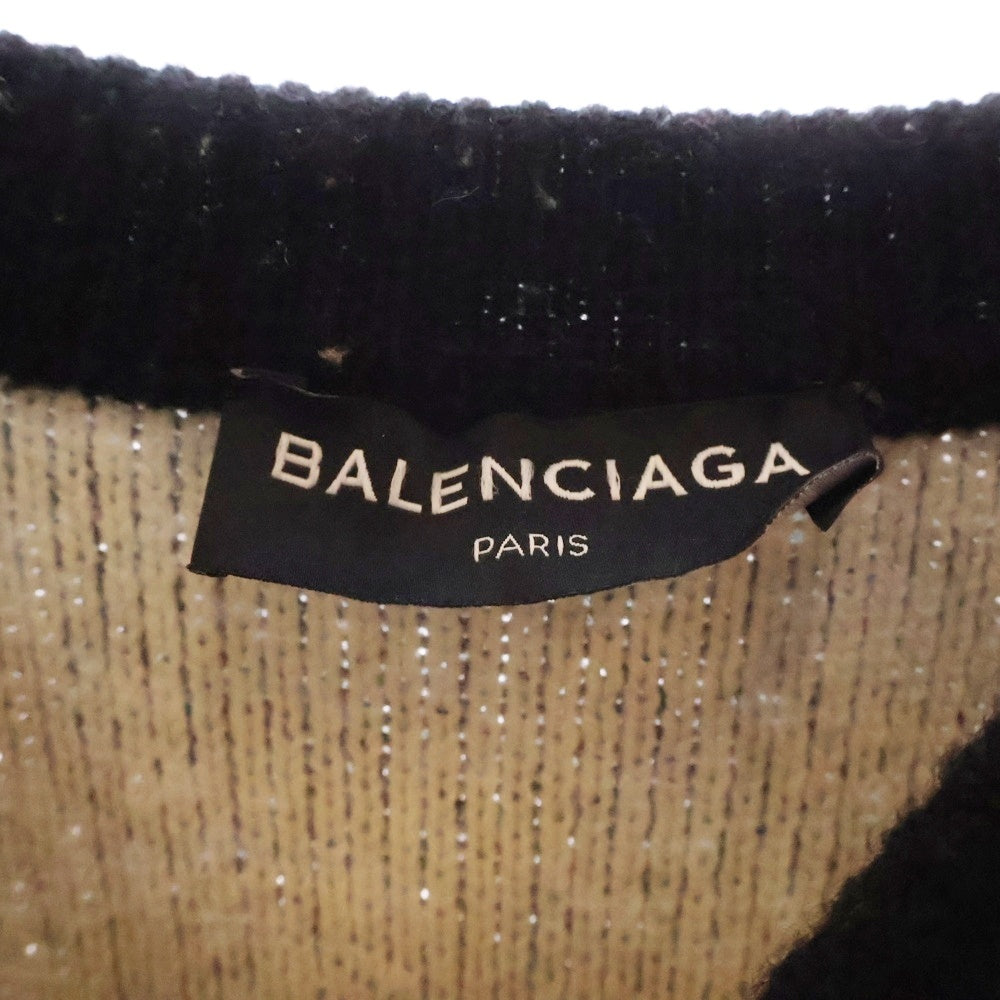 BALENCIAGA(バレンシアガ) ALLOVER LOGO CREWNECK KNIT オールオーバー ロゴ ジャガード クルーネック ニット セーター ブラック 486964