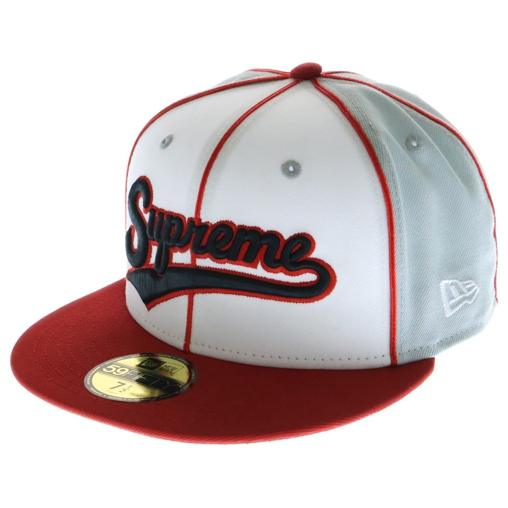 SUPREME(シュプリーム) 25SS ×New Era Piping Script Logo Cap ニューエラ ベースボールキャップ 帽子 グレー/ホワイト/レッド