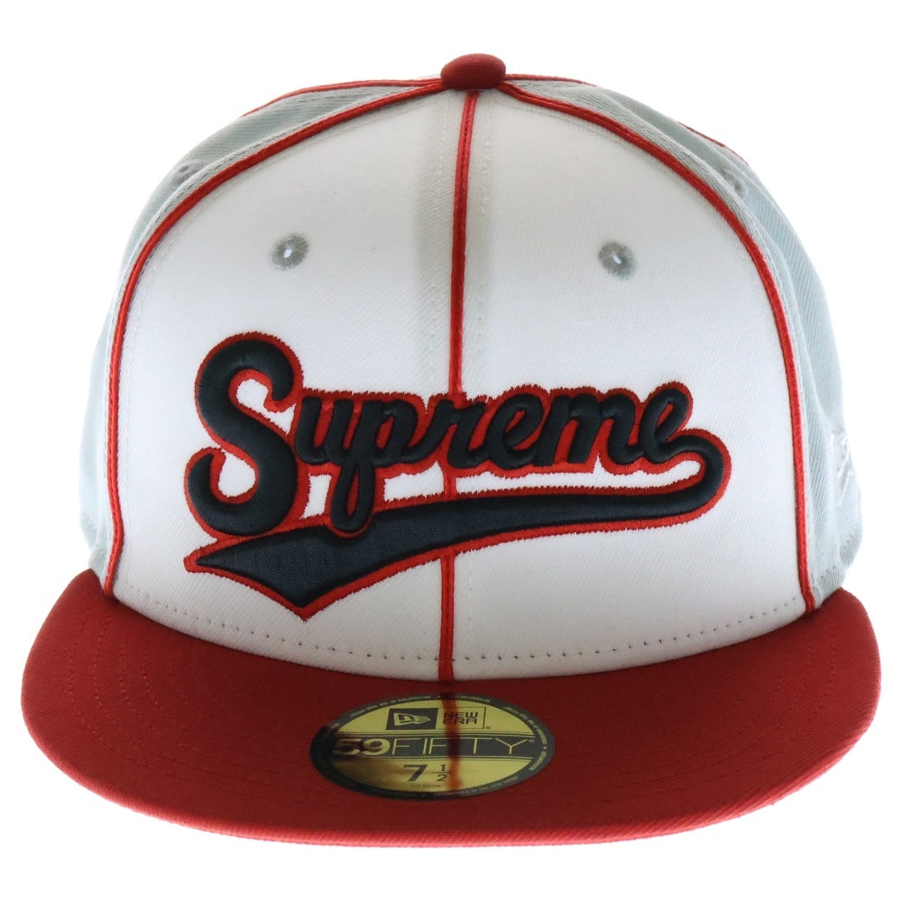 SUPREME(シュプリーム) 25SS ×New Era Piping Script Logo Cap ニューエラ ベースボールキャップ 帽子 グレー/ホワイト/レッド