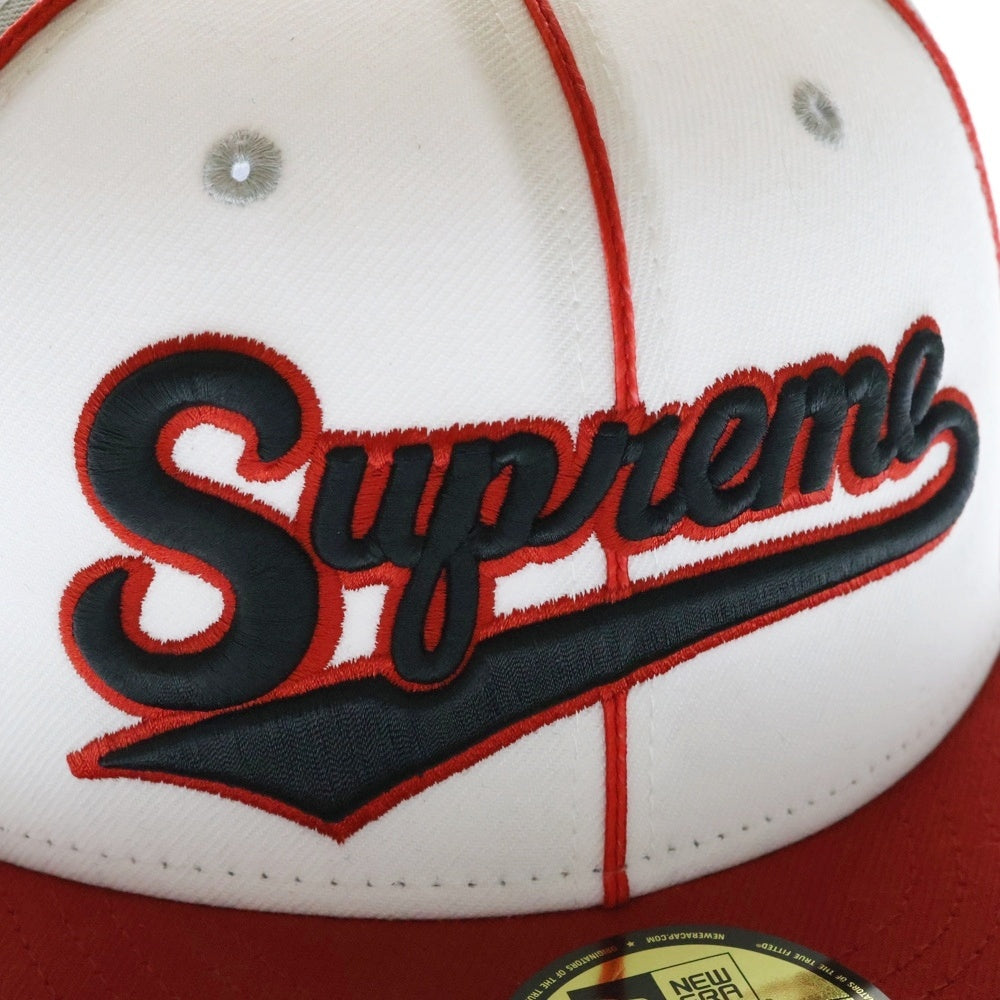 SUPREME(シュプリーム) 25SS ×New Era Piping Script Logo Cap ニューエラ ベースボールキャップ 帽子 グレー/ホワイト/レッド