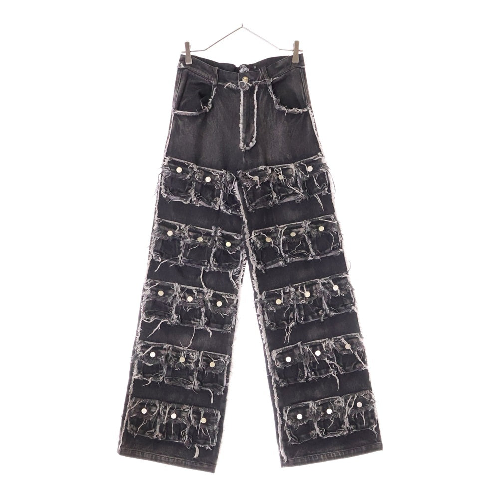 NO/FAITH STUDIOS(ノーフェイスストゥディオス) 64 POCKET PANTS ダメージ加工 64ポケット ワイドデニムパンツ グレー