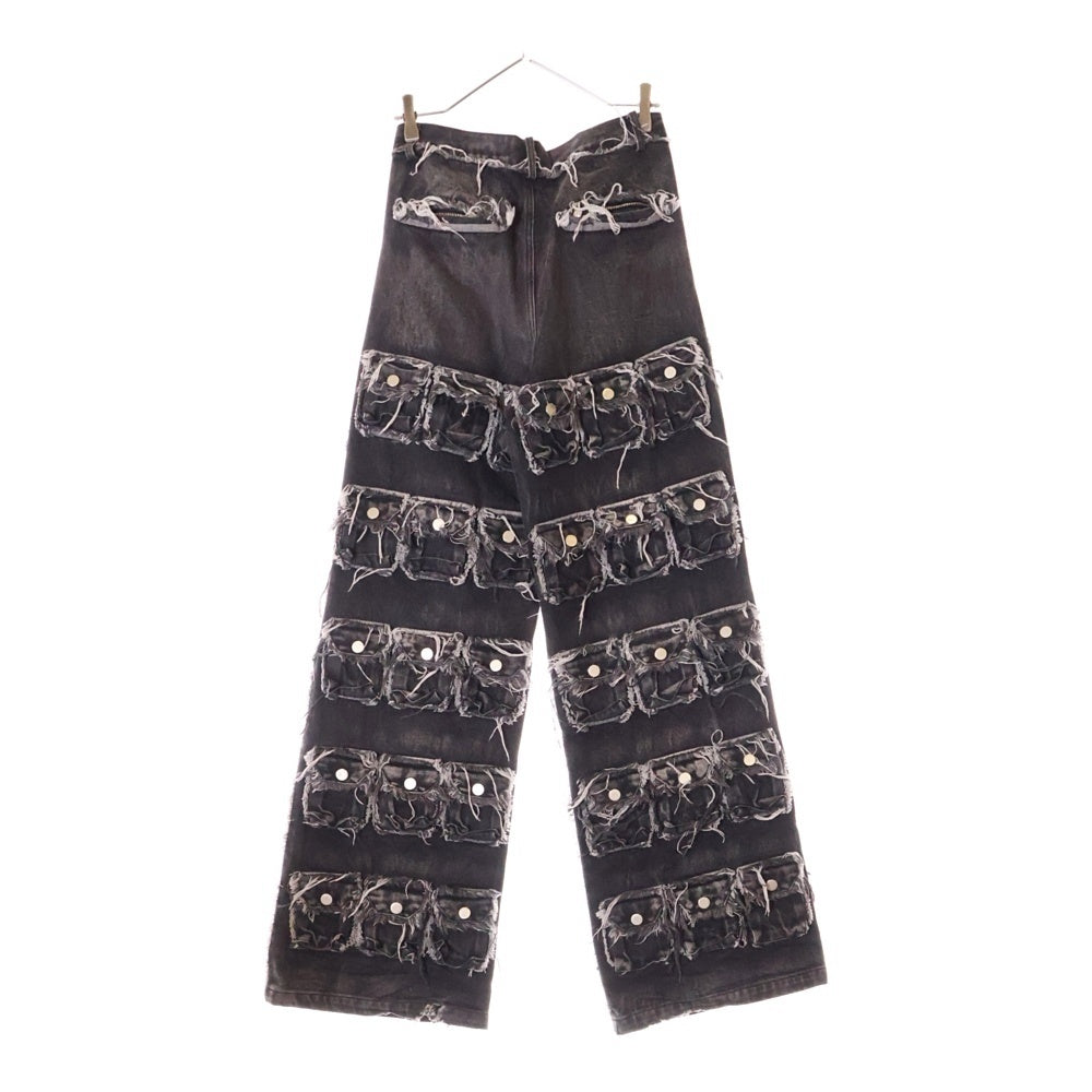 NO/FAITH STUDIOS(ノーフェイスストゥディオス) 64 POCKET PANTS ダメージ加工 64ポケット ワイドデニムパンツ グレー