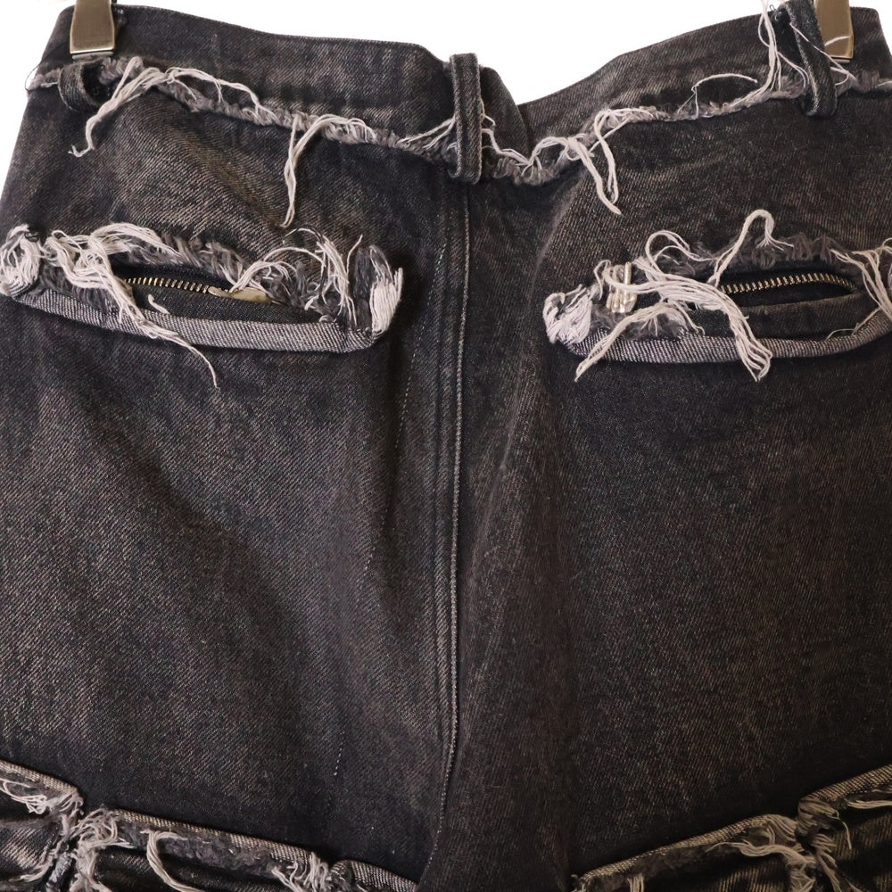 NO/FAITH STUDIOS(ノーフェイスストゥディオス) 64 POCKET PANTS ダメージ加工 64ポケット ワイドデニムパンツ グレー