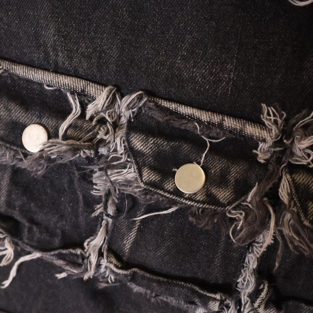 NO/FAITH STUDIOS(ノーフェイスストゥディオス) 64 POCKET PANTS ダメージ加工 64ポケット ワイドデニムパンツ グレー