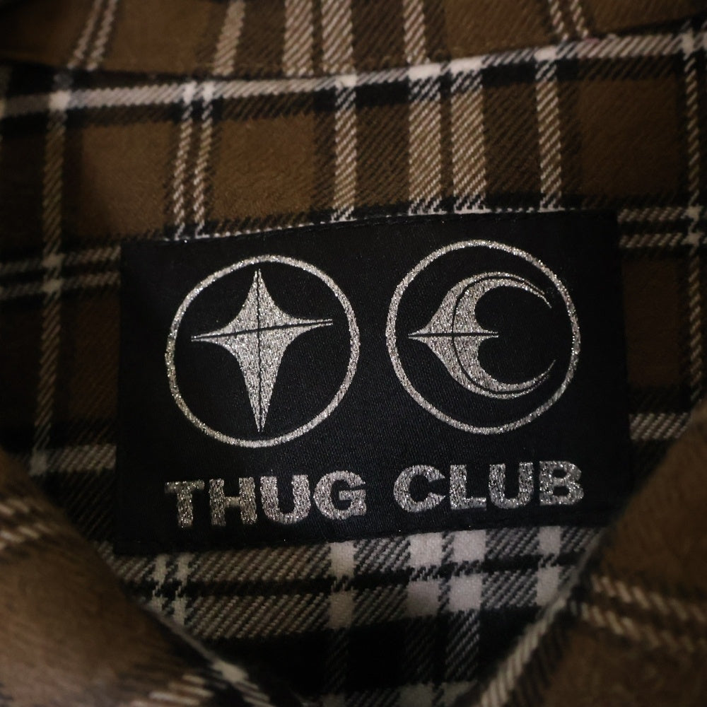 THUG CLUB(サグクラブ) ソード フランネルチェック 長袖シャツ ベージュ TC24SH2001