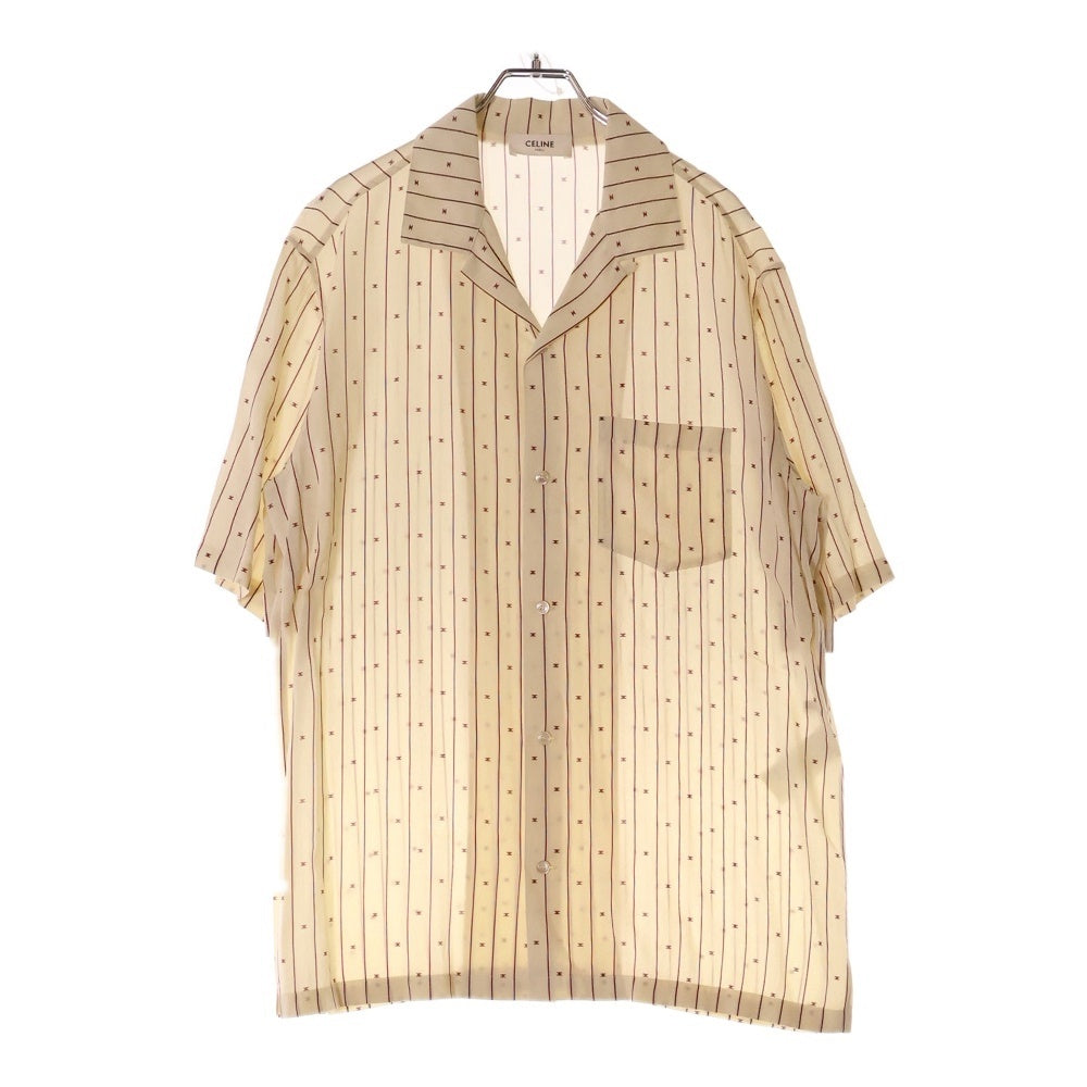 CELINE(セリーヌ) 23AW HAWAIIAN SHIRT IN PRINTED VISCOSE ミニ トリオンフ ストライププリント ハワイアンシャツ アイボリー 2C09B825W 16CB