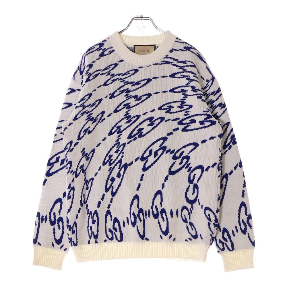 GUCCI(グッチ) 24SS ウエーブGGロゴ ニット セーター ホワイト 780637 XKDZF