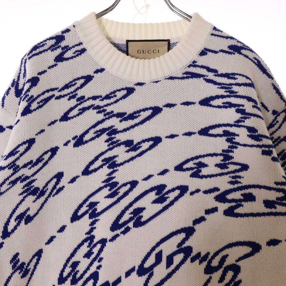 GUCCI(グッチ) 24SS ウエーブGGロゴ ニット セーター ホワイト 780637 XKDZF