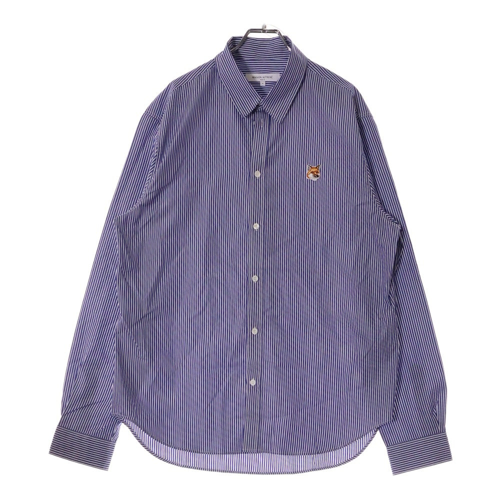 MAISON KITSUNE(メゾンキツネ) フォックスヘッド クラシック ストライプ 長袖シャツ ブルー MM00411WC2046