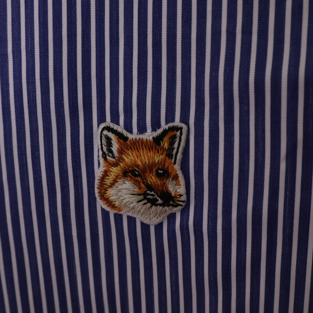 MAISON KITSUNE(メゾンキツネ) フォックスヘッド クラシック ストライプ 長袖シャツ ブルー MM00411WC2046