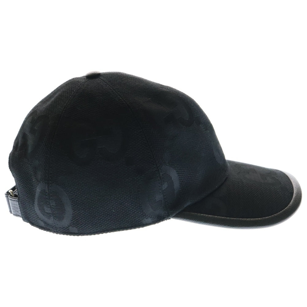 GUCCI(グッチ) ジャンボGGロゴ コットン ベースボールキャップ 帽子 ブラック 727562 4HAVS