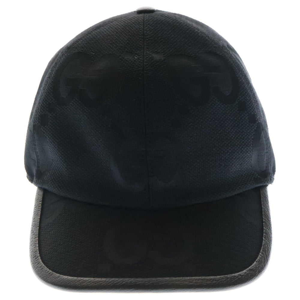 GUCCI(グッチ) ジャンボGGロゴ コットン ベースボールキャップ 帽子 ブラック 727562 4HAVS