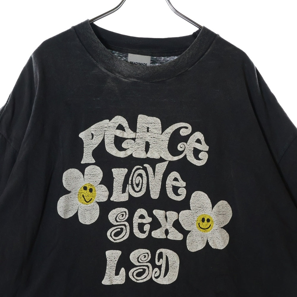 READY MADE(レディメイド) 24AW SS T-SHIRT PEACE ダメージ加工半袖Tシャツ グレー RE-CO-BK-00-00-280