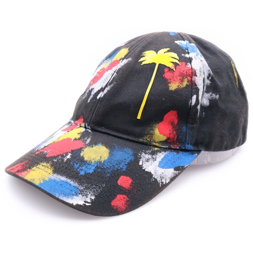 Palm Angels(パームエンジェルス) ペイント加工 帽子 キャップ ブラック PMLB061S22FAB001