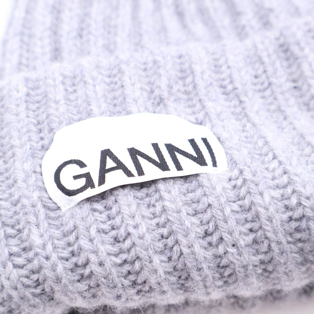GANNI(ガニー) ウール ニット帽 帽子 ビーニー グレー
