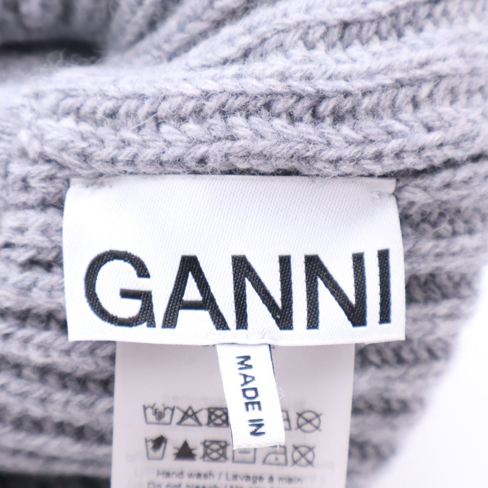 GANNI(ガニー) ウール ニット帽 帽子 ビーニー グレー