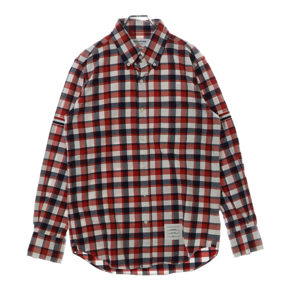 THOM BROWNE(トムブラウン) フロントポケット チェック柄 長袖シャツ レッド MWL301A-07494960