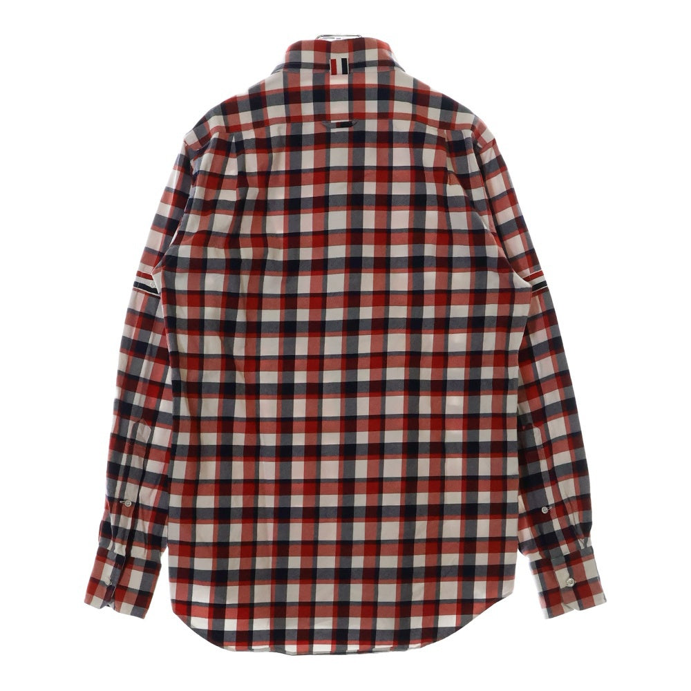 THOM BROWNE(トムブラウン) フロントポケット チェック柄 長袖シャツ レッド MWL301A-07494960