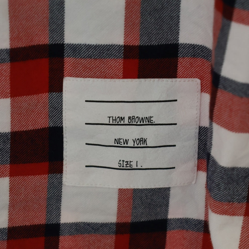 THOM BROWNE(トムブラウン) フロントポケット チェック柄 長袖シャツ レッド MWL301A-07494960