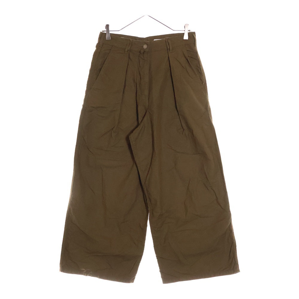 DRIES VAN NOTEN(ドリスヴァンノッテン) Wide Tuck Pants ワイドリネンタックパンツ カーキ