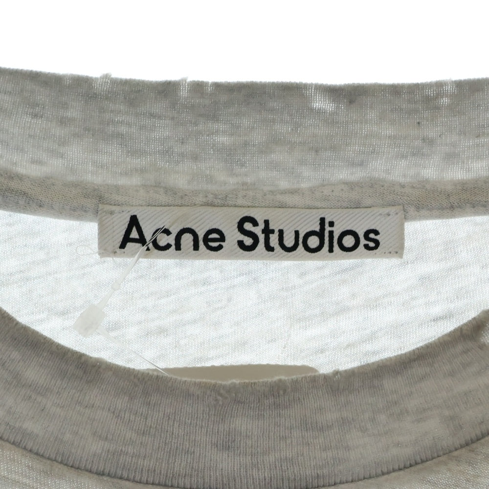 Acne Studios(アクネ ストゥディオズ) ヴィンテージ加工 フロントロゴプリント 半袖Tシャツ カットソー グレー FN-UX-TSHI000017-CL0201