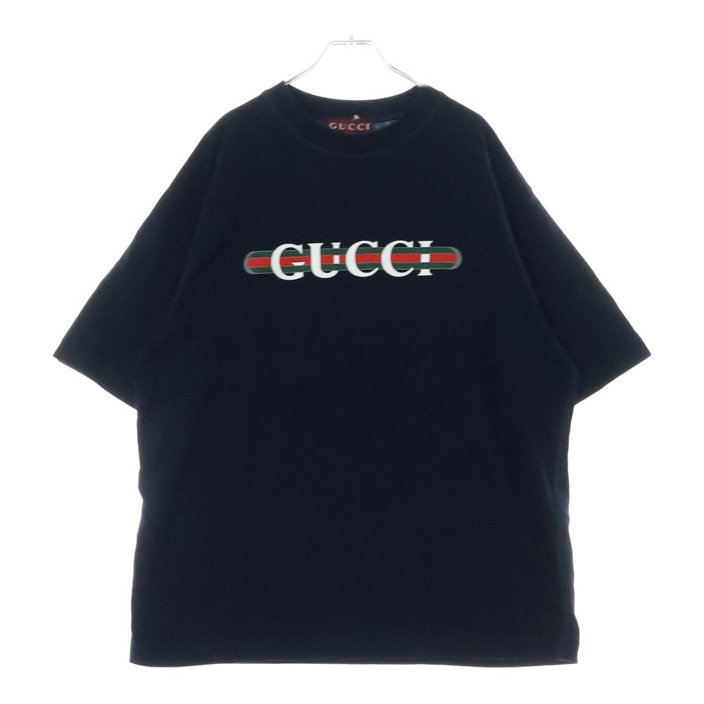 GUCCI(グッチ) 25SS Printed cotton jersey T-shirt プリント ロゴ 半袖Tシャツ ネイビー 784361 XJGTE
