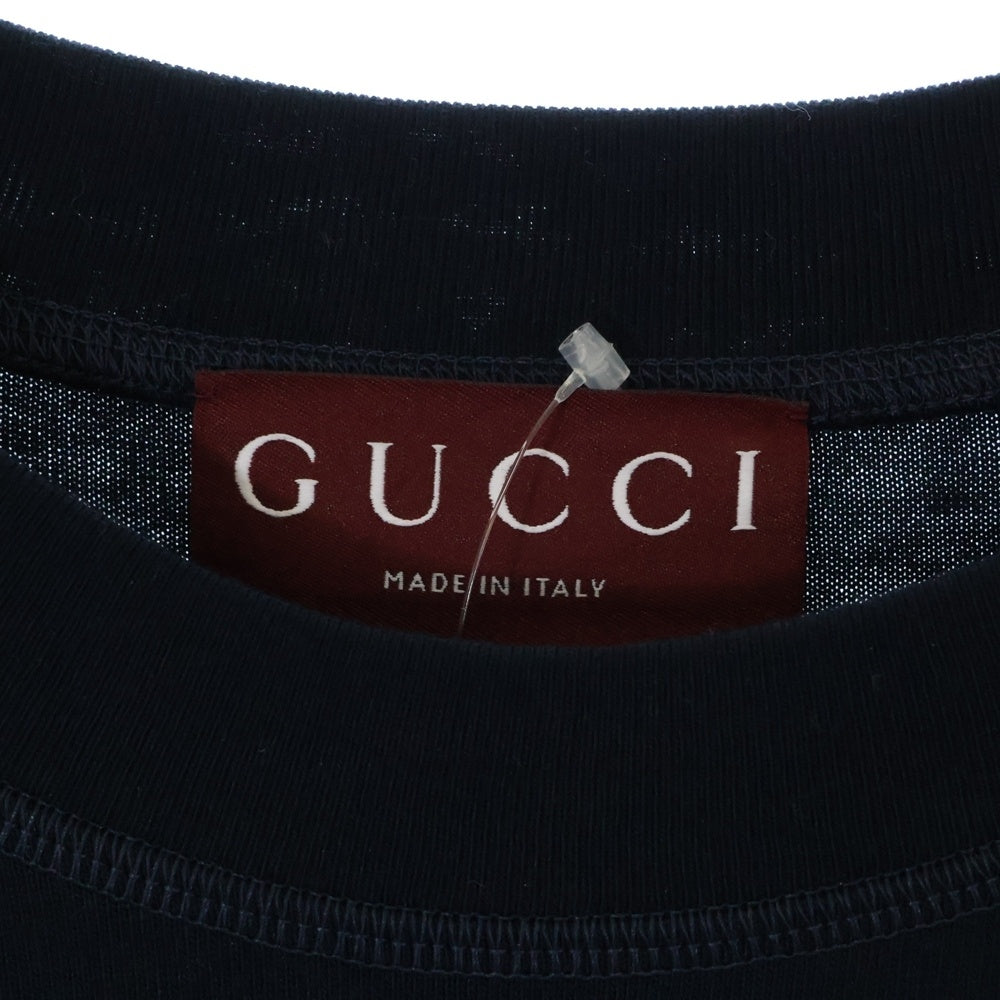 GUCCI(グッチ) 25SS Printed cotton jersey T-shirt プリント ロゴ 半袖Tシャツ ネイビー 784361 XJGTE
