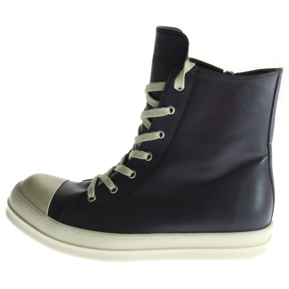 Rick Owens(リックオウエンス) RAMONES ラモーンズ サイドジップ レザーハイカットスニーカー パープル 43