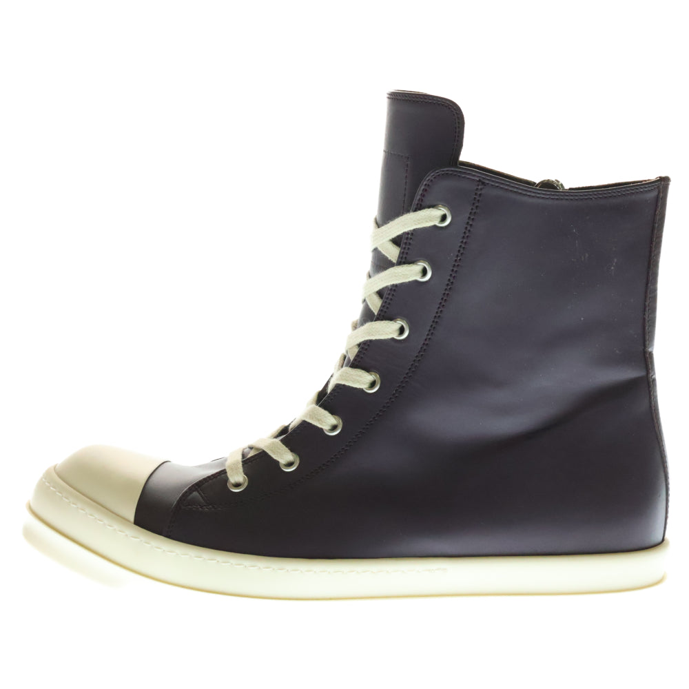 Rick Owens(リックオウエンス) RAMONES ラモーンズ サイドジップ レザーハイカットスニーカー パープル 43