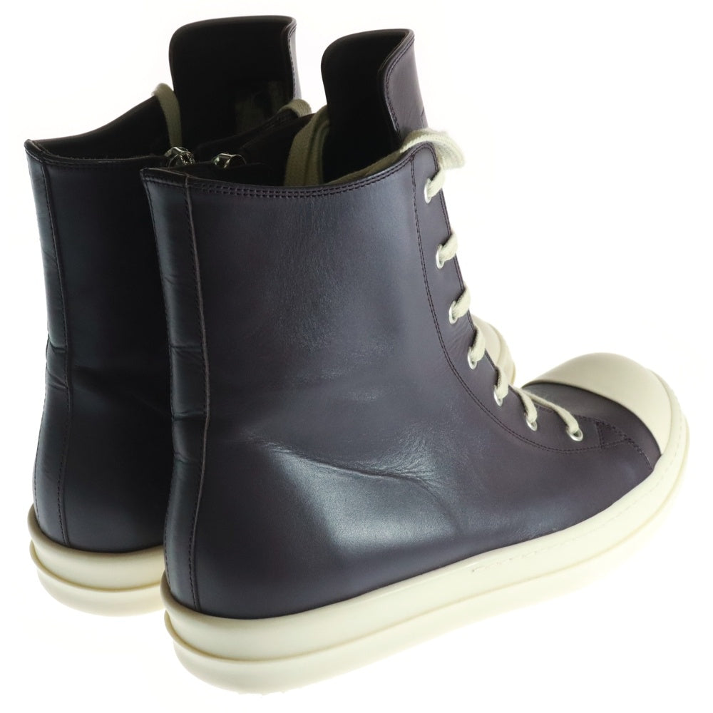 Rick Owens(リックオウエンス) RAMONES ラモーンズ サイドジップ レザーハイカットスニーカー パープル 43