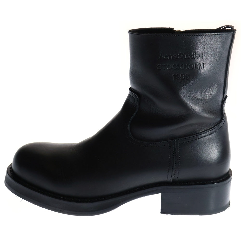 Acne Studios(アクネ ストゥディオズ) Glossed low leather boots サイドジップ レザーブーツ シューズ ブラック BD0297