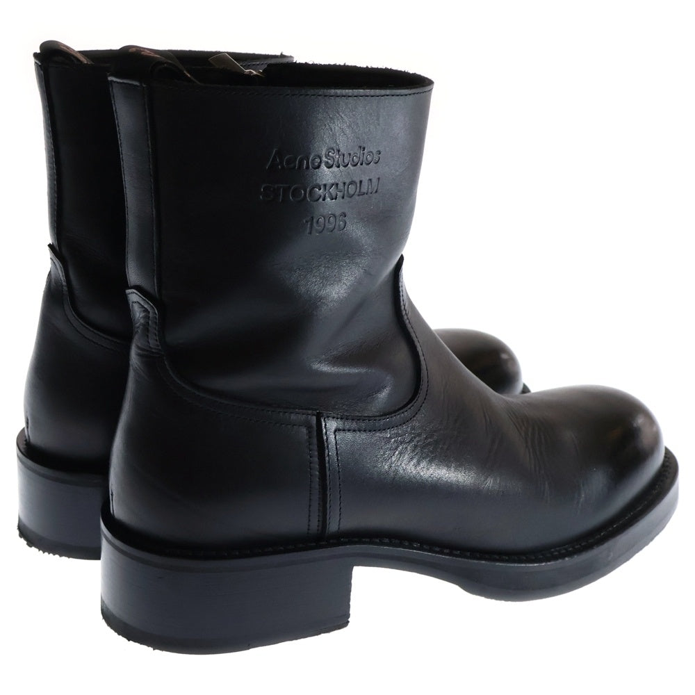 Acne Studios(アクネ ストゥディオズ) Glossed low leather boots サイドジップ レザーブーツ シューズ ブラック BD0297