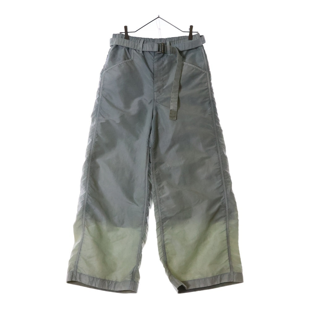 Sacai(サカイ) Nylon Twill Trousers ナイロン ベルト ワイドパンツ ライトグリーン 24-03498M