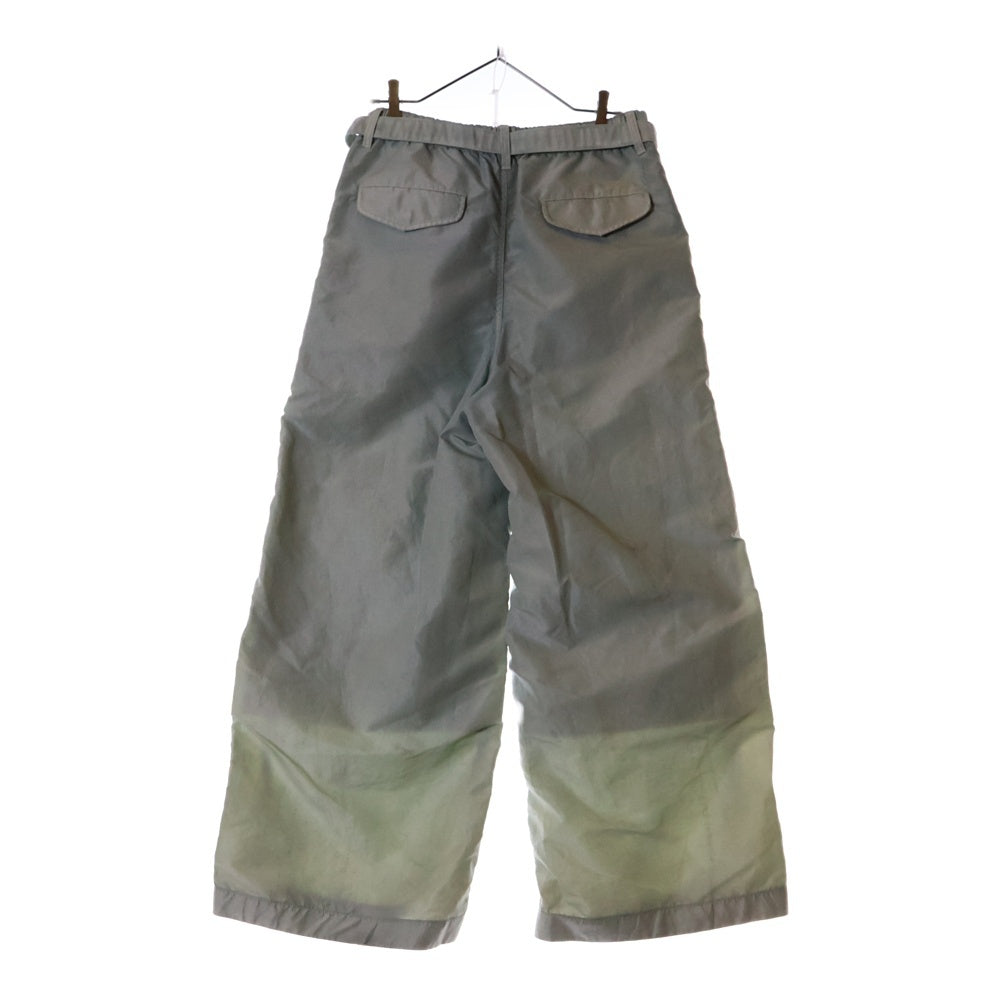 Sacai(サカイ) Nylon Twill Trousers ナイロン ベルト ワイドパンツ ライトグリーン 24-03498M