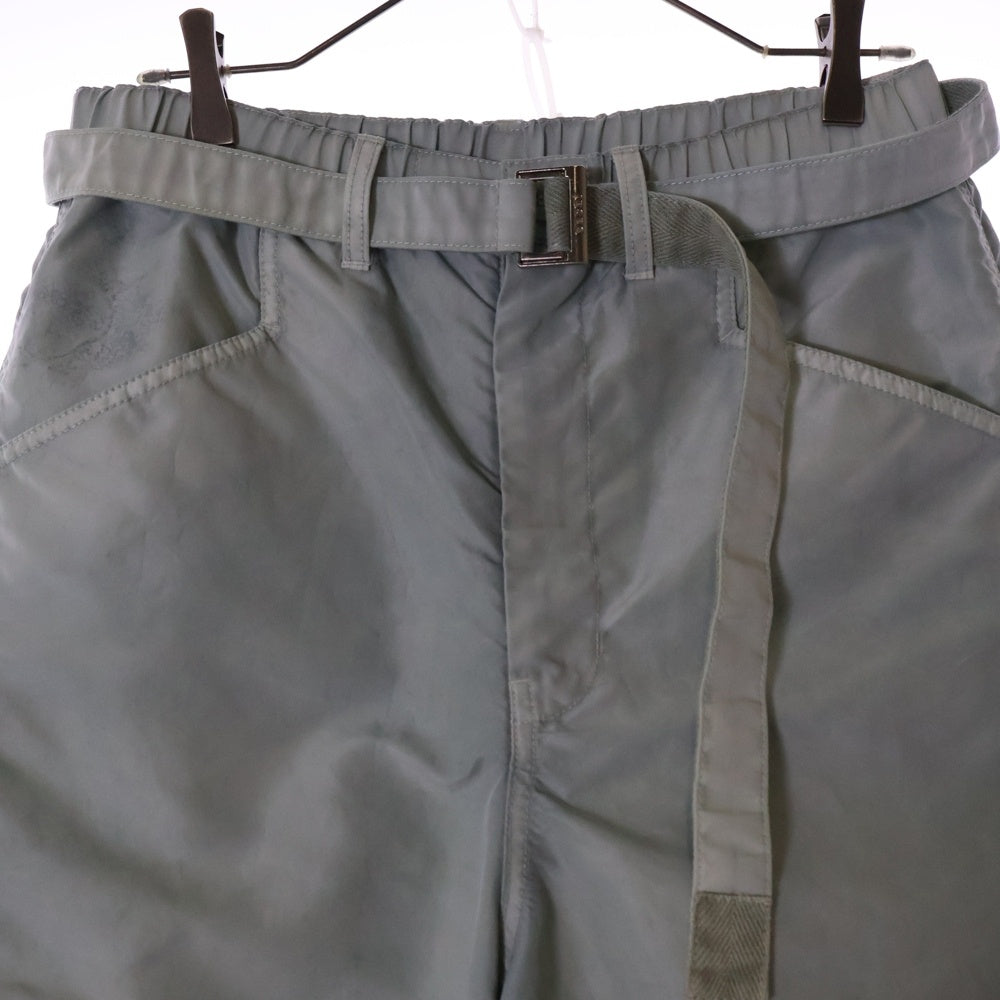 Sacai(サカイ) Nylon Twill Trousers ナイロン ベルト ワイドパンツ ライトグリーン 24-03498M