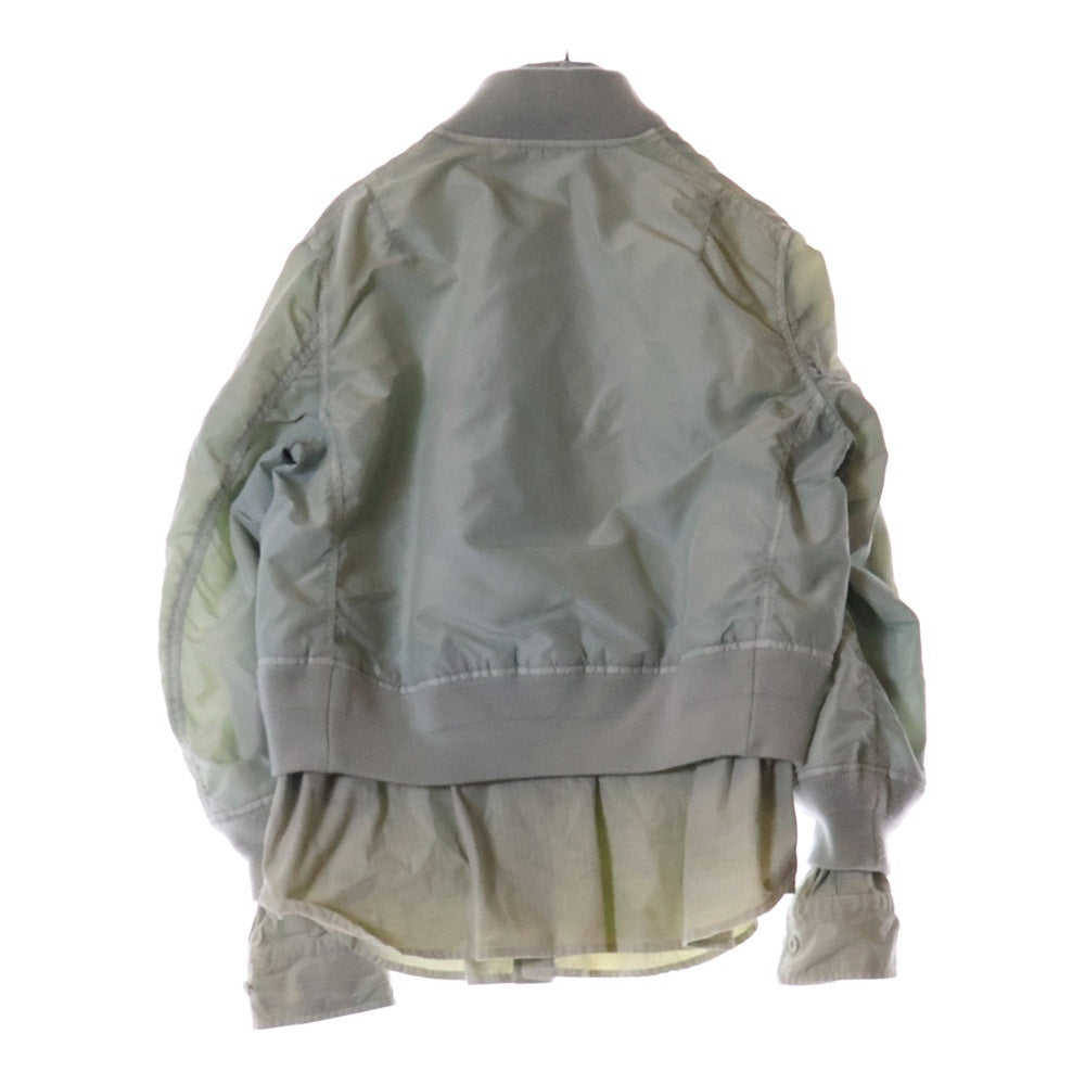 Sacai(サカイ) Garment Dye Rip Stop Nylon Twill BL ガーメントダイ ドッキング ナイロンボンバージャケット ライトグリーン 24-03495M