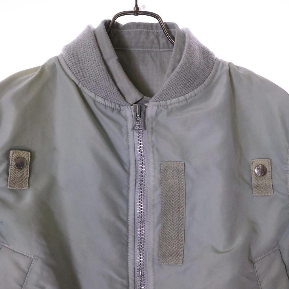 Sacai(サカイ) Garment Dye Rip Stop Nylon Twill BL ガーメントダイ ドッキング ナイロンボンバージャケット ライトグリーン 24-03495M
