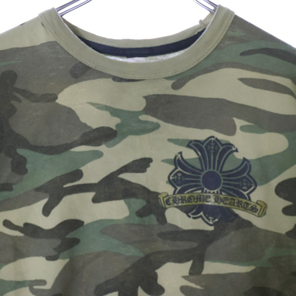 CHROME HEARTS(クロムハーツ) CHクロス スクロールラベル カモ柄 半袖Tシャツ カーキ 迷彩