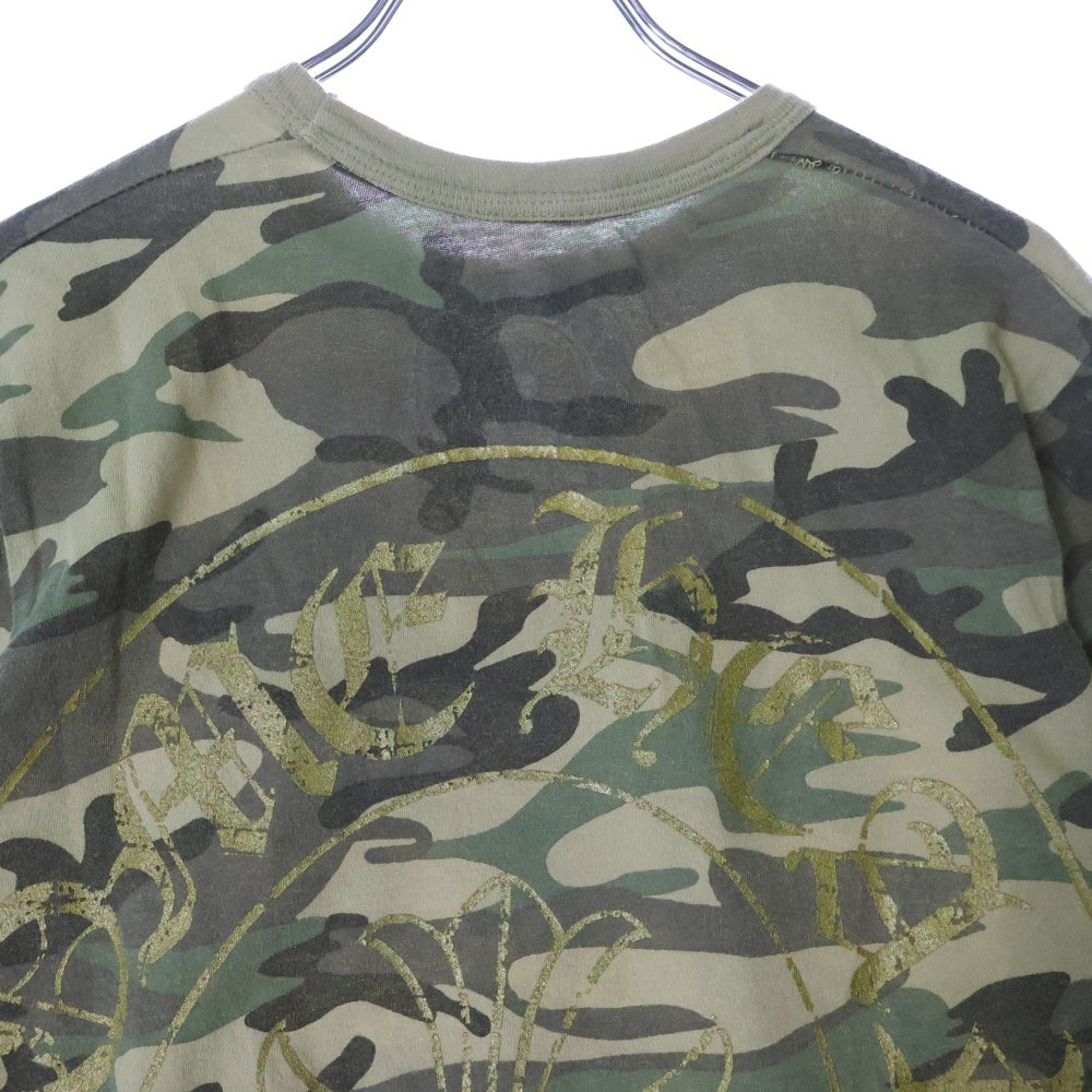 CHROME HEARTS(クロムハーツ) CHクロス スクロールラベル カモ柄 半袖Tシャツ カーキ 迷彩