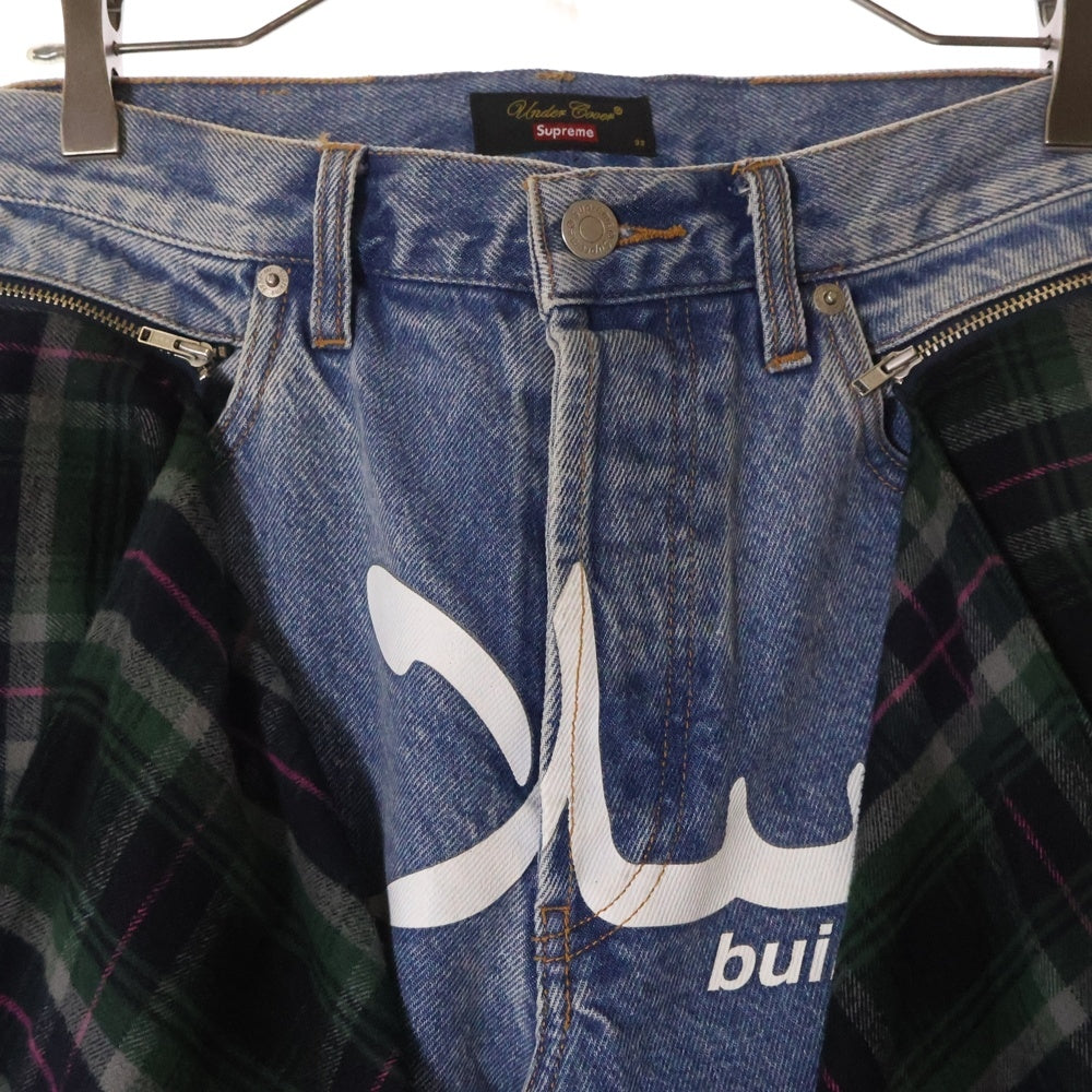 SUPREME(シュプリーム) 23SS ×UNDERCOVER Layered Jean アンダーカバー チェックシャツ レイヤードデニムパンツ インディゴ
