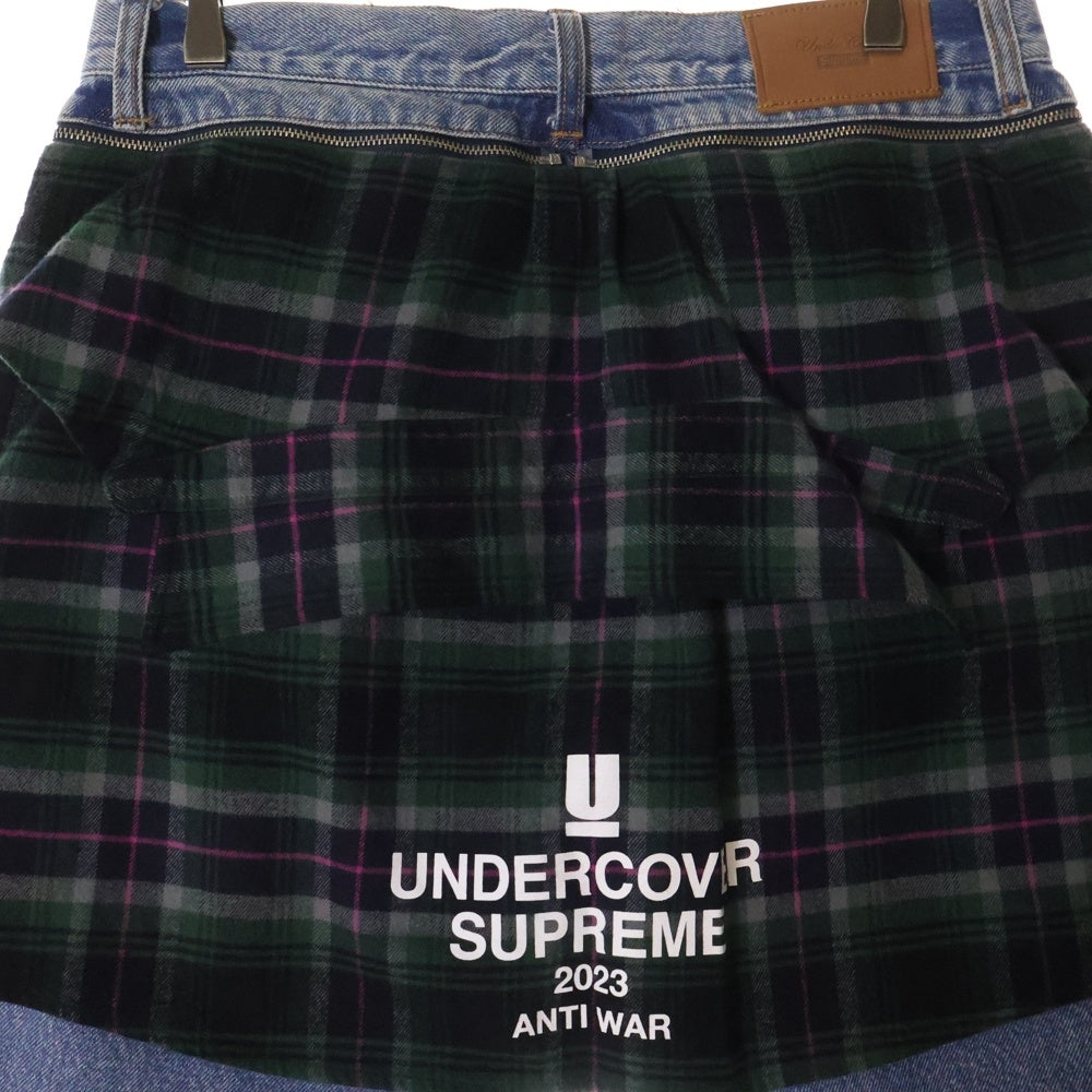 SUPREME(シュプリーム) 23SS ×UNDERCOVER Layered Jean アンダーカバー チェックシャツ レイヤードデニムパンツ インディゴ