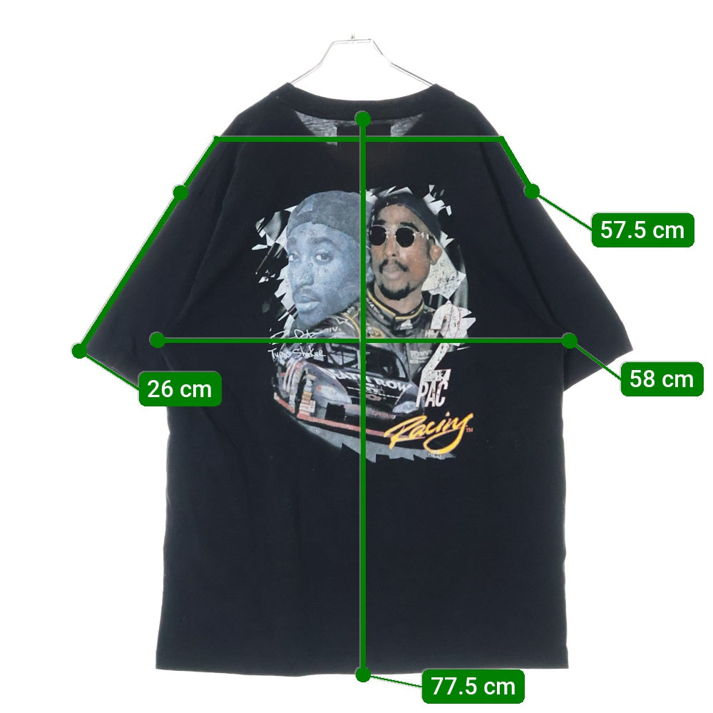 NO BRAND(ノーブランド) NO//OTRA ノートリアスBIG 2PAC 両面プリント 半袖Tシャツ ブラック