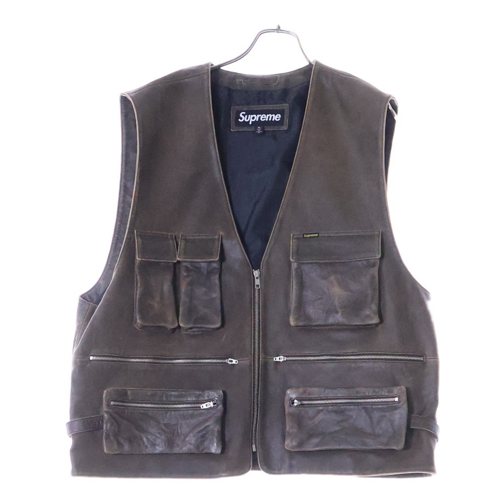SUPREME(シュプリーム) 25SS Leather Cargo Vest ラムレザー カーゴベスト ブラウン