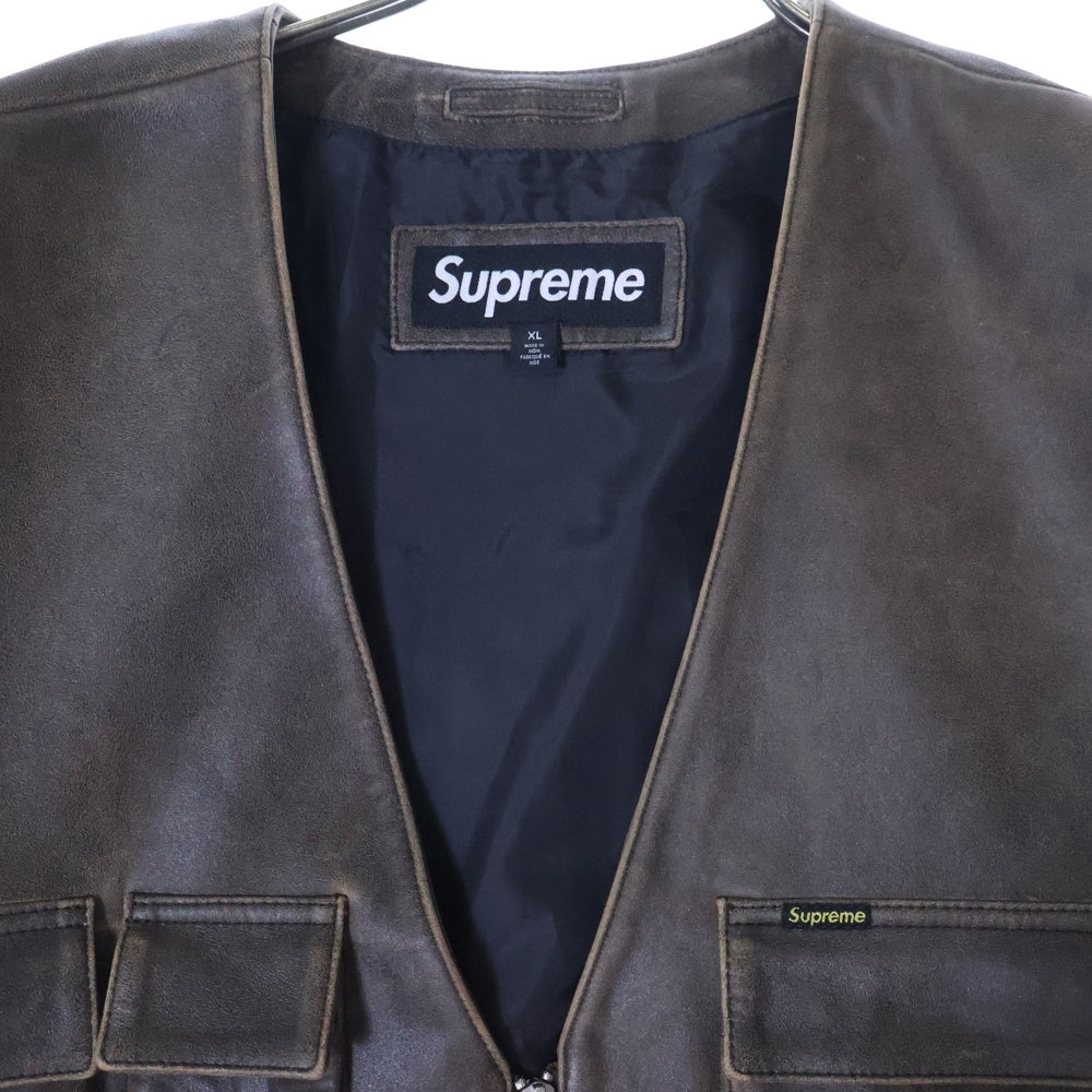 SUPREME(シュプリーム) 25SS Leather Cargo Vest ラムレザー カーゴベスト ブラウン