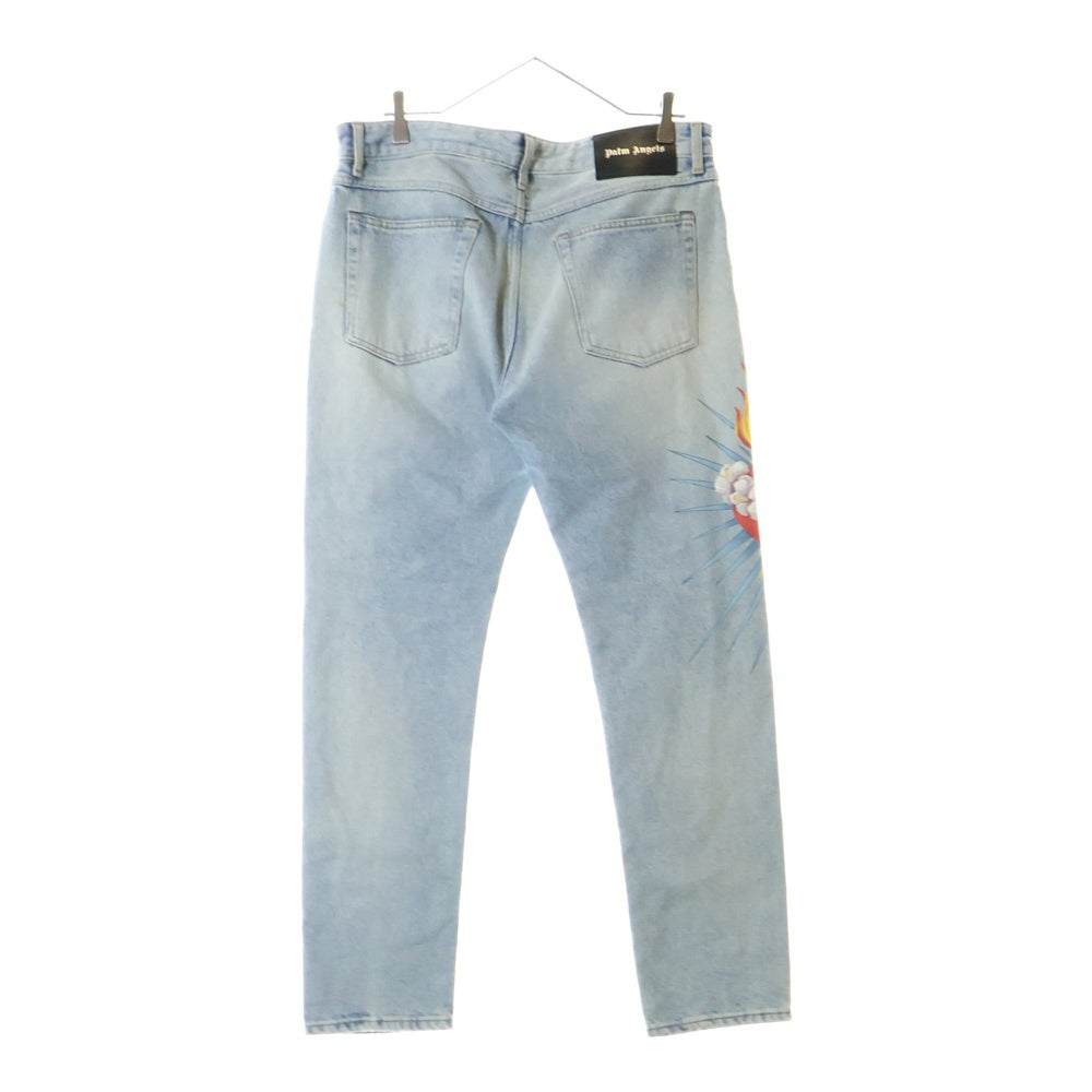 Palm Angels(パームエンジェルス) Sacred Heart Jeans ハートプリント スリムフィットデニムパンツ ジーンズ インディゴ