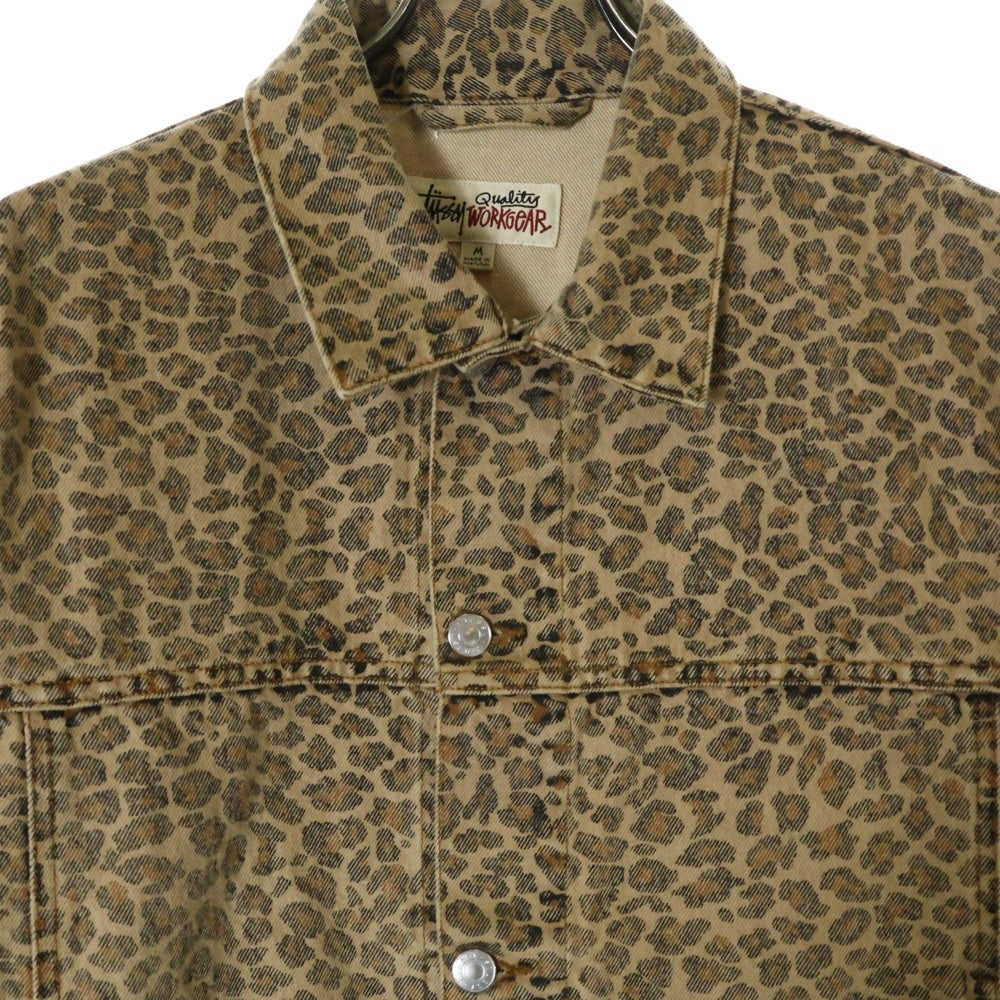 STUSSY(ステューシー) 25SS TRUCKER JACKET DENIM トラッカーデニムジャケット レオパード ヴィンテージ加工 ブラウン 115839