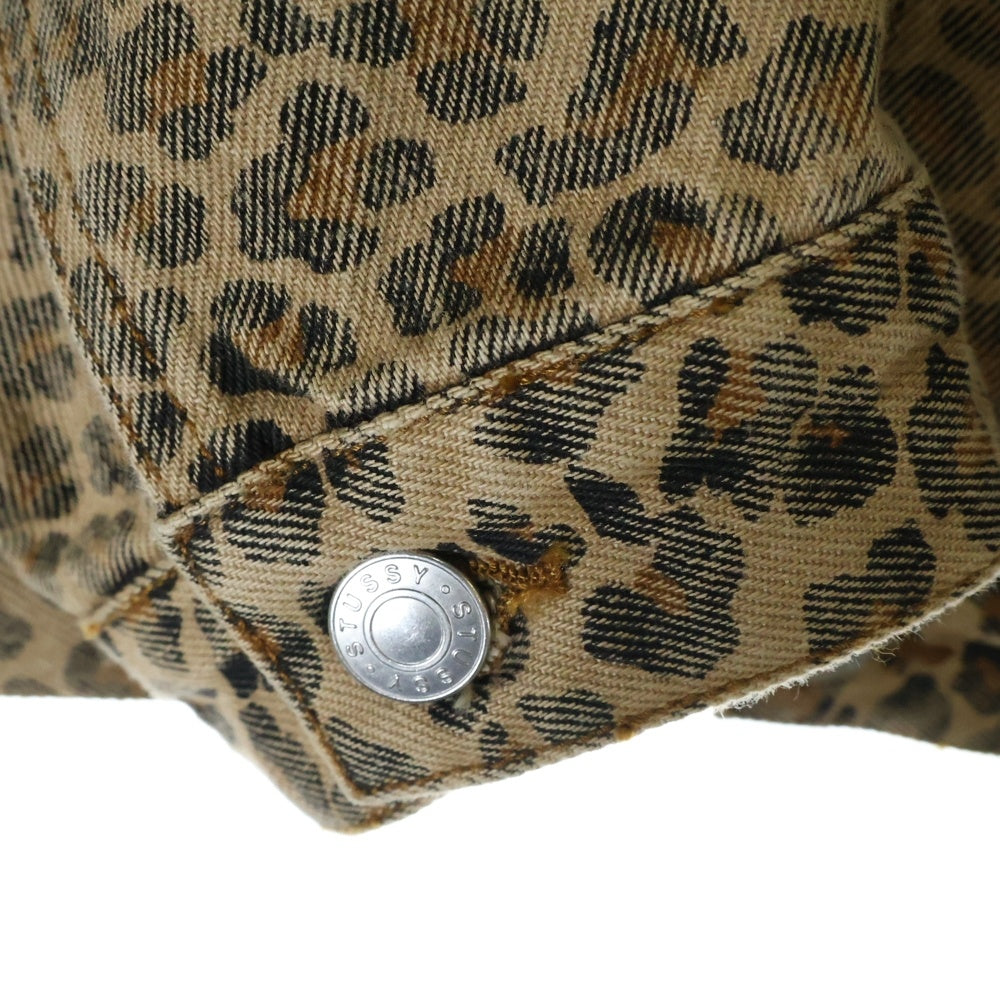 STUSSY(ステューシー) 25SS TRUCKER JACKET DENIM トラッカーデニムジャケット レオパード ヴィンテージ加工 ブラウン 115839