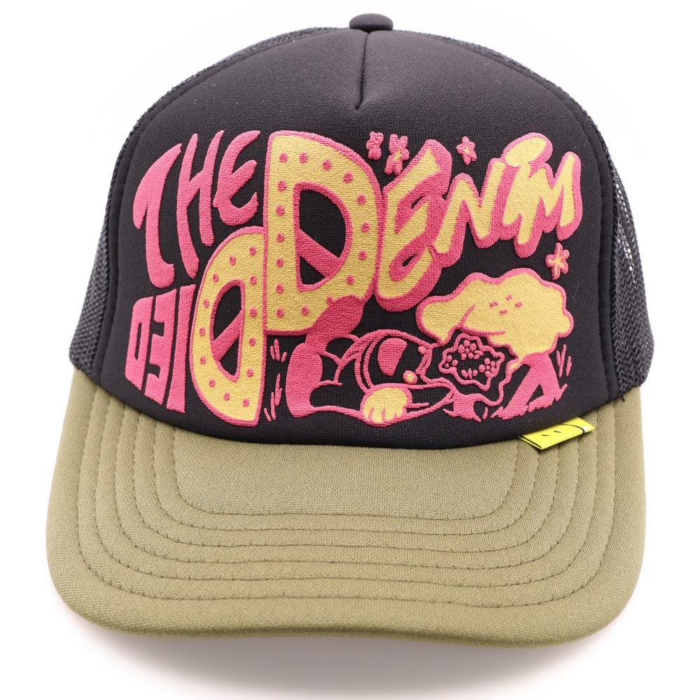 KAPITAL(キャピタル) 25SS THE DENIM DIED トラッカーメッシュキャップ 帽子 ブラック/カーキ K2506XH547